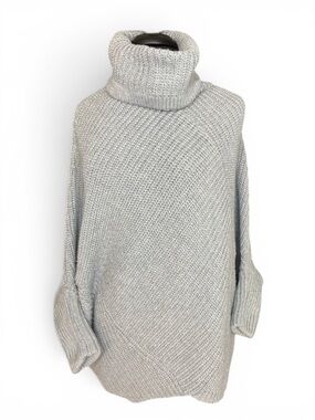 John + Jenn Gray Turtleneck Knit Poncho Sweater XS/S